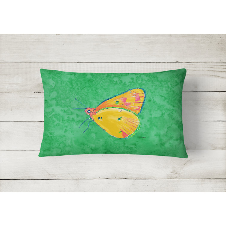 East Urban Home Butterfly Indoor/Outdoor Green Throw Pillow Wayfair